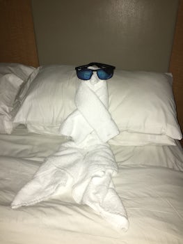 Always used my sunglasses to make towel figures extra fun!