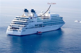 a photo showing the location of the Spa suites aboard quest taken from Boni
