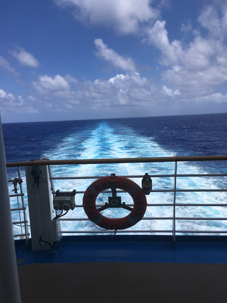 View from aft on Deck 5 track, reminded me of Titanic