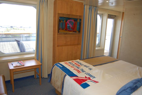 Another photo of our stateroom, showing the 2 windows and the door to the e
