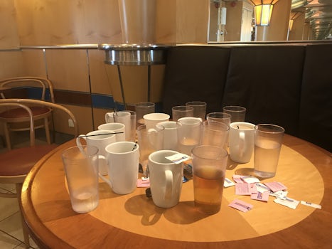 WHERE PEOPLE HAVE CLEARED TABLES THEMSELVES