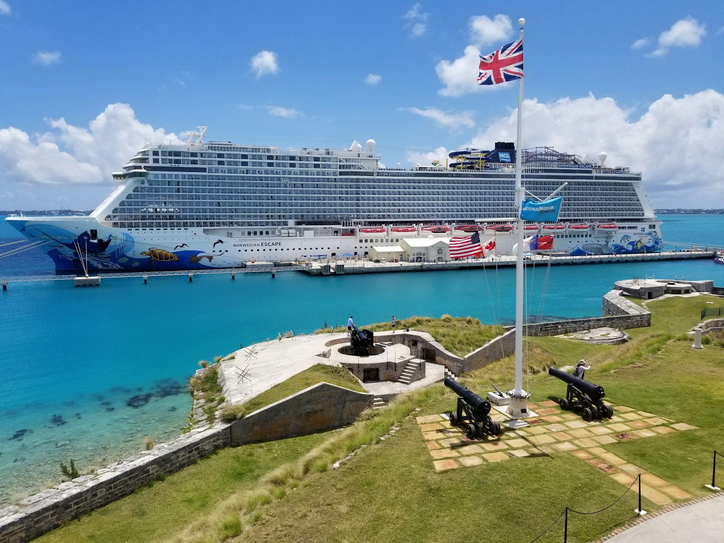 The Norwegian Escape as seen from the Royal Dockyard in Bermuda
