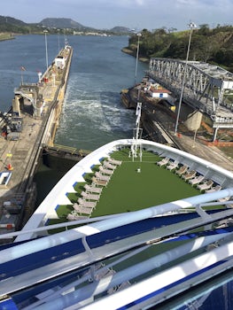 Island Princess exiting lock in Panama Canal