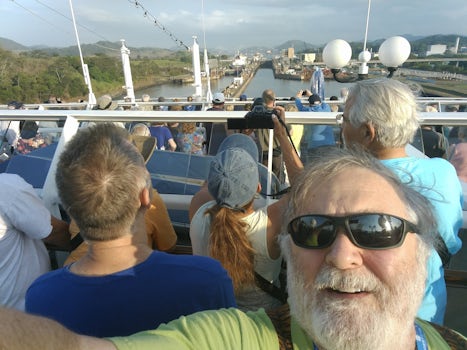 Entering the locks of the Panama Canal on the Pacific side.