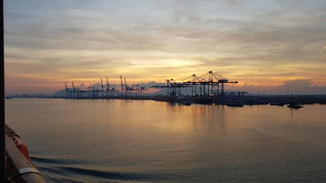 Sunrise of Phu My port Vietnam