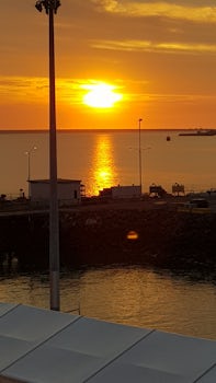 Port of Darwin Sunset as we wait for all the cargo to be loaded before we h