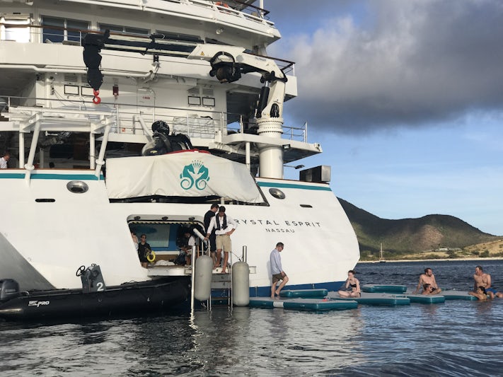 Swim platform off the bath of the yacht