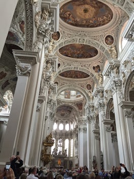 One of the many cathedrals with very elaborate art in Passau.