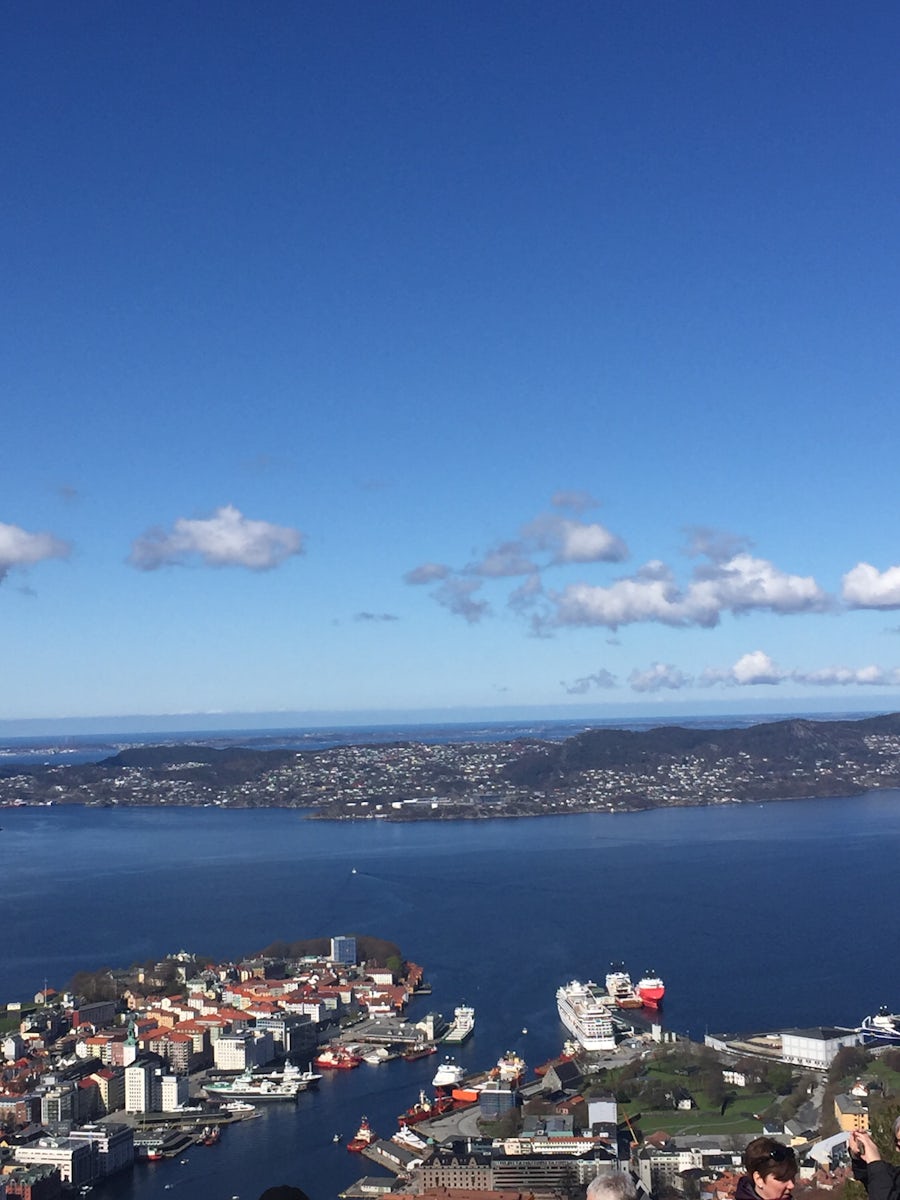 Bergen Norway. View from funicular mountain over the town.