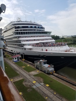 Panama Canal locks. We were side by side with a Holland America ship