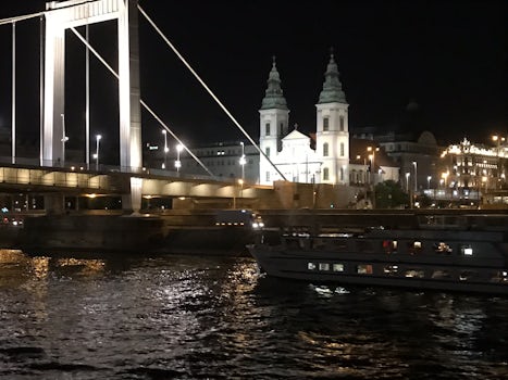 Night time cruise along the Danube on the last night in Budapest