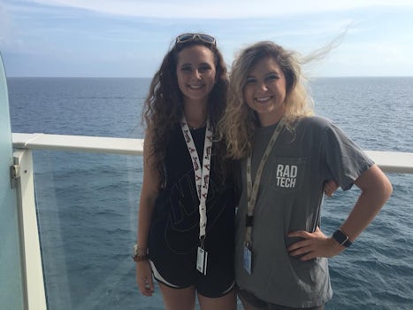 Madalyn on the left and Taylor on the right. We were sailing toward Haiti.