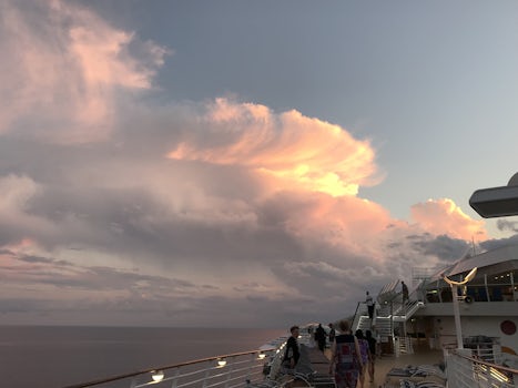 Amazing view of the clouds from the ship at dusk after the sun has set
