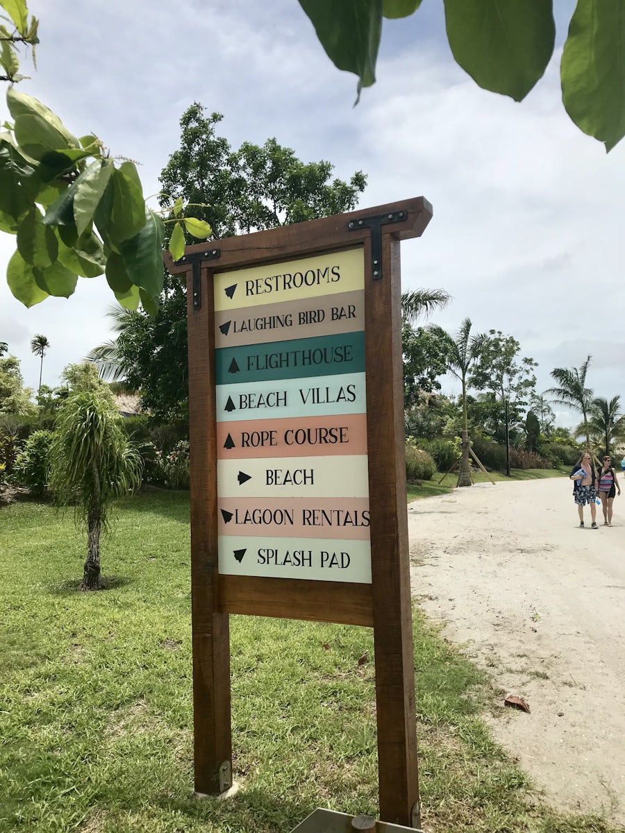 Navigation signs in Harvest Caye
