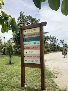 Navigation signs in Harvest Caye