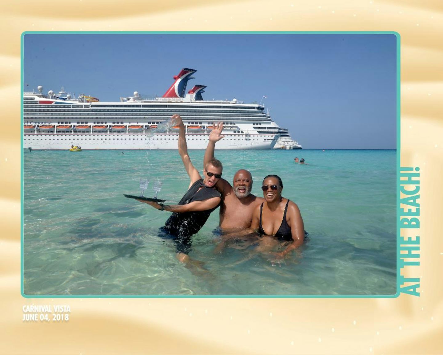 Enjoying the beach at Grand Turk, w/ one one crazy member of the crew, lol.