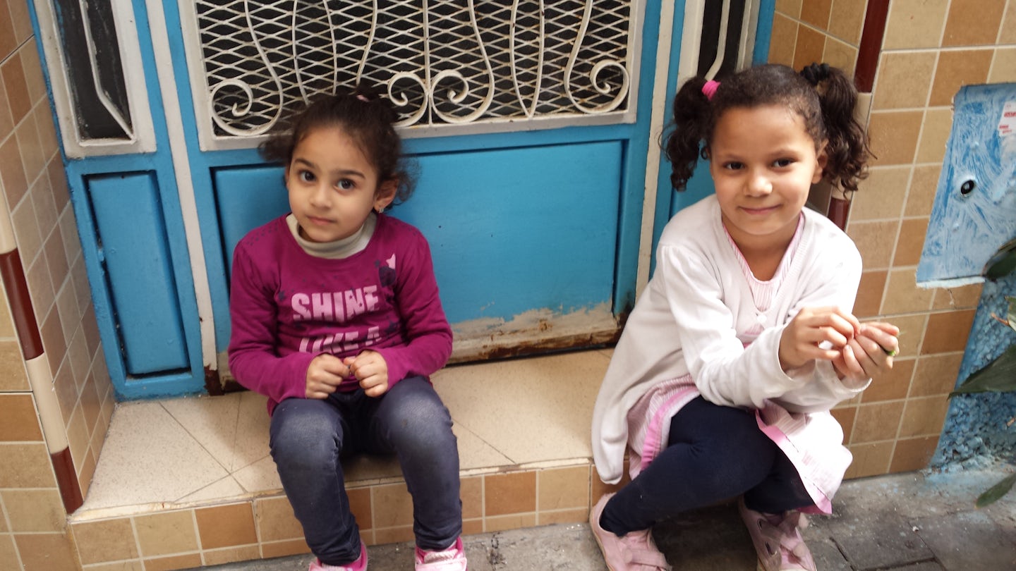 Two sweet little girls in Tangier.