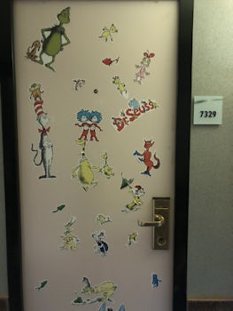 Room door decoration by grandkids!  (Stickers were removable!)