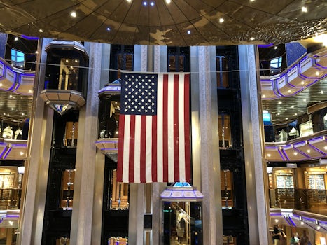 Beautiful American flag hanging in atrium!