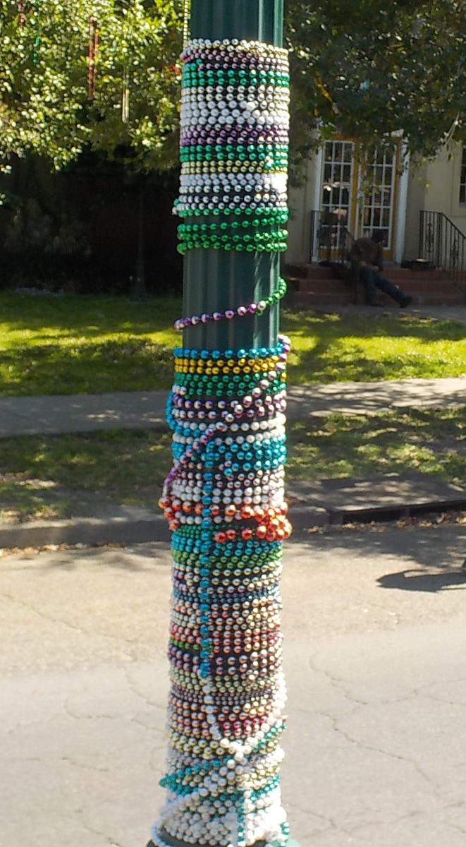 Beads on a light pole in NOLA