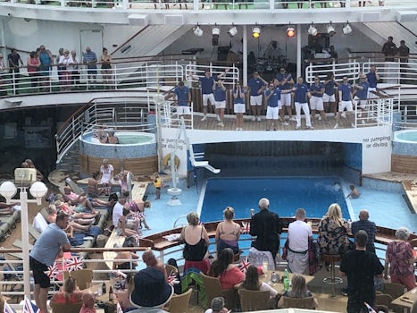 Sail away party on lido deck