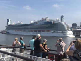 Photo of Royal Princess in port in Liverpool taken from Mersey Ferry.