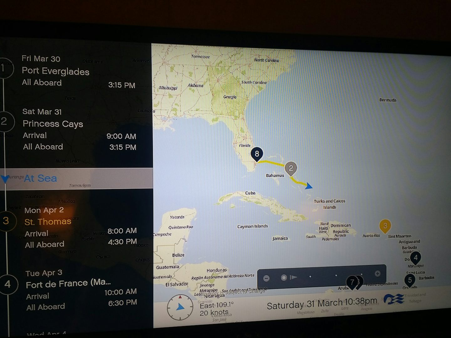 Loved the interactive TV.  Here is the ship tracking feature