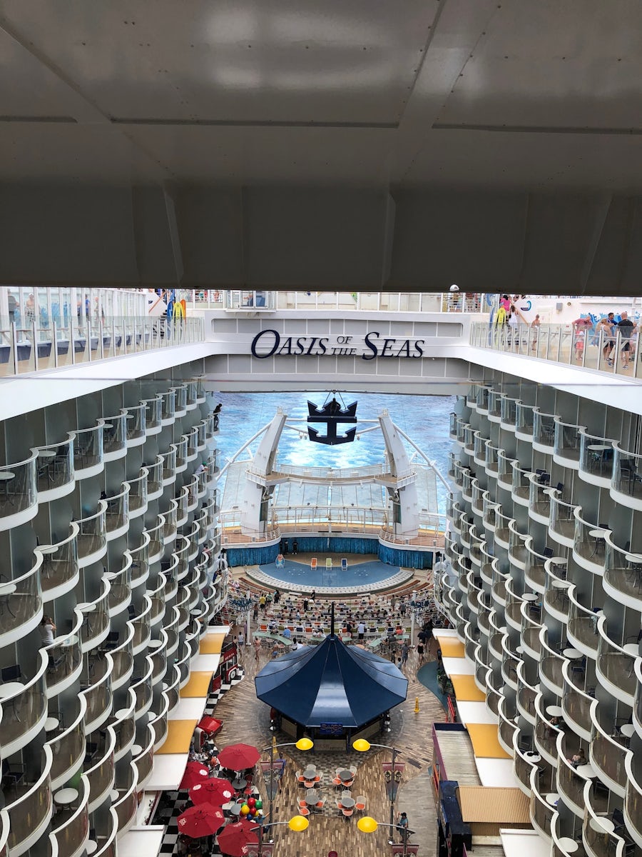 View of the boardwalk, staterooms, and aqua theater