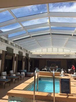 Haven pool area with retractable roof