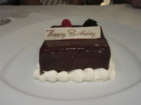 They gave us a birthday cake in the Pinnacle dining room.