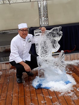 Ice sculpture and the guy who did it