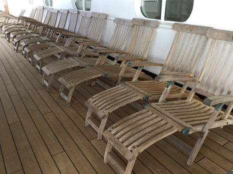How can anyone sit on these on the Promenade Deckmwithout covers? We asked