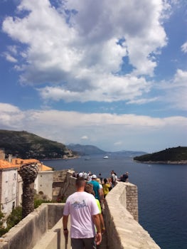 Walking round the city walls in Dubrovnik, Croatia