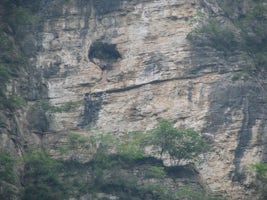 Three Gorges, notice hole in rock, this is where there is a wooden casket.