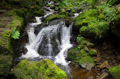 Waterfall along the hiking path in the Black Forest