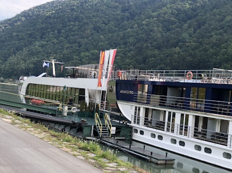 The AmaCerto along the Danube River. It's a wonderful ship -- service b
