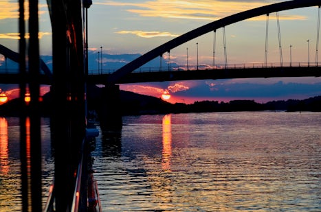 Our first sunset on board in Vilshofen on the Danube.