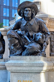 Statue of an early fur trader in the Montreal Square area.