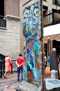 A panel of the Berlin Wall gifted to the walled city of Montreal