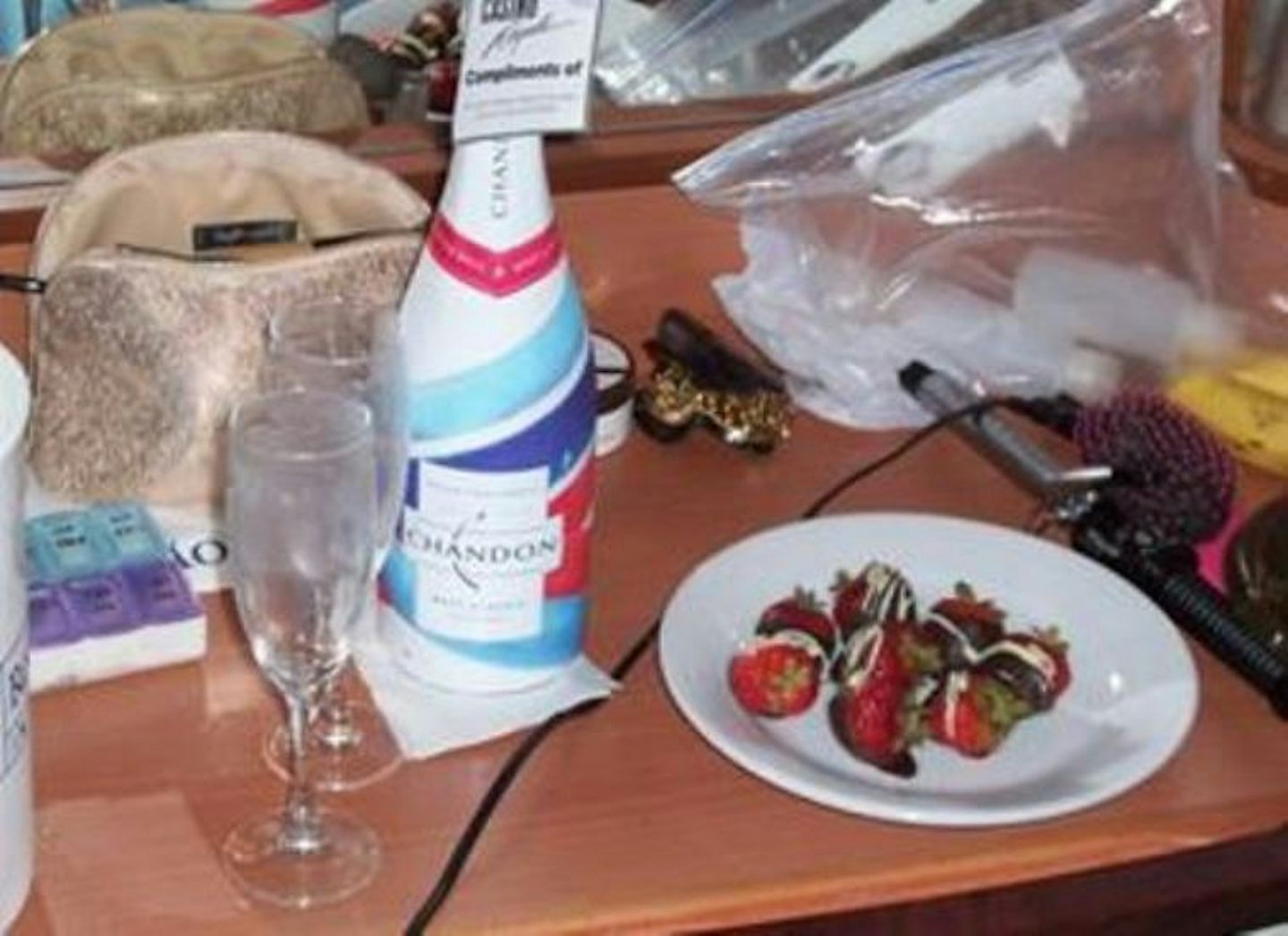 Champagne and strawberries courtesy of Casino Royale