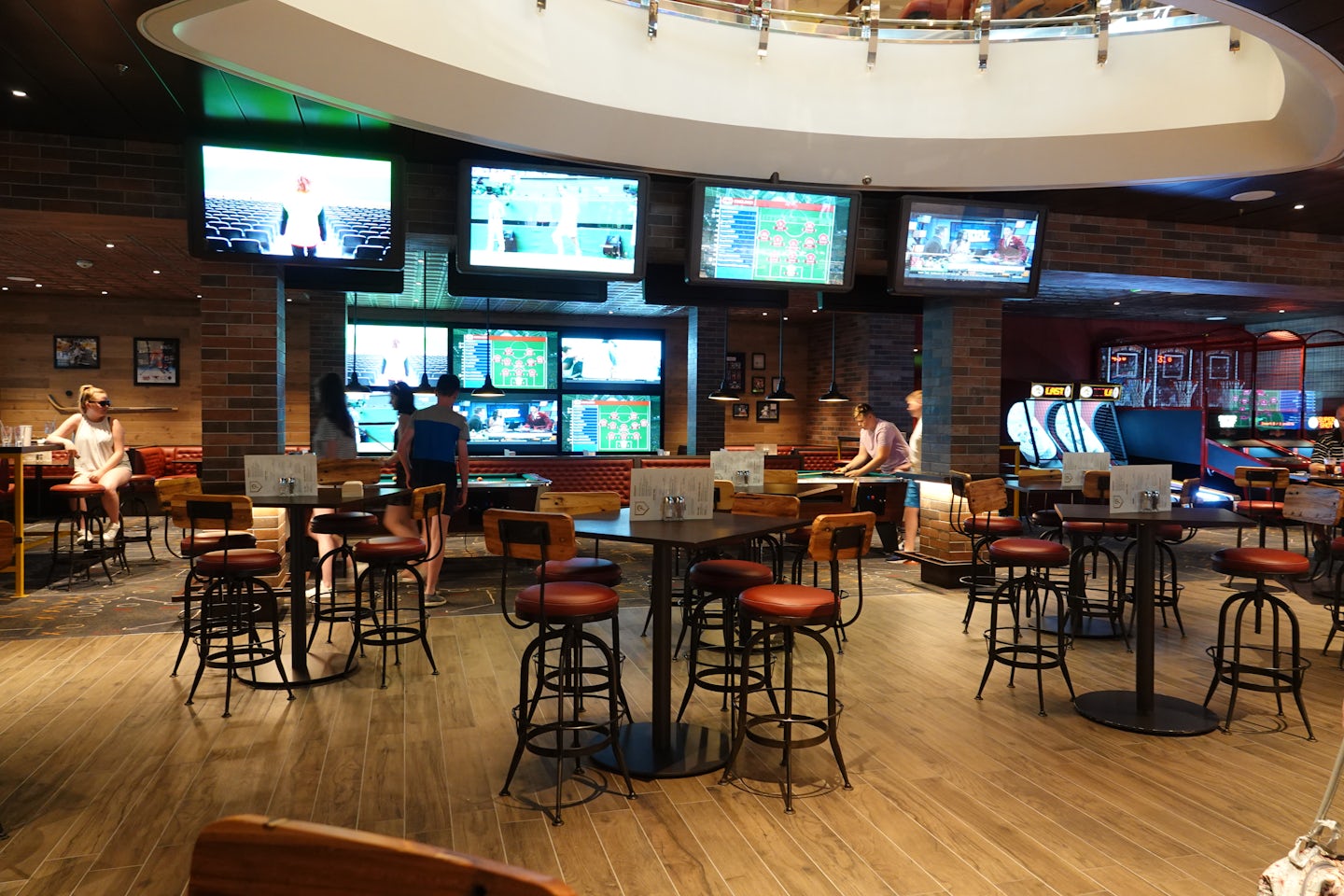 The sports bar has taken away a lot of seating and food you have to pay for