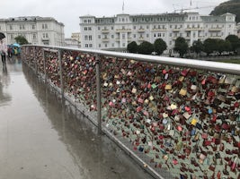 "Love locks" on a bridge in Salzburg.