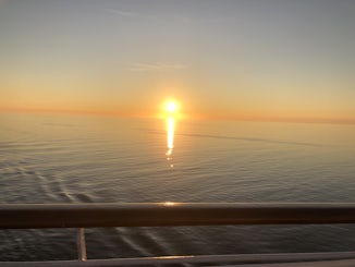 Watching the sunset in the middle of the Baltic Sea from our balcony
