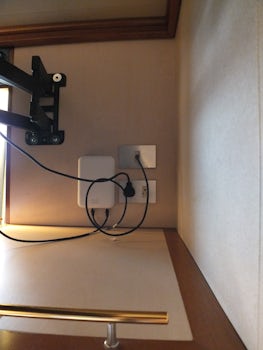 One Electrical outlet behind the TV