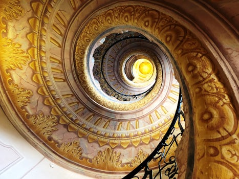 An elaborate spiral stair at the Melk Abbey, Melk, Austria.