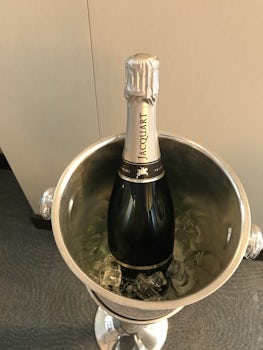 Welcome bottle of Champagne in PH suite.