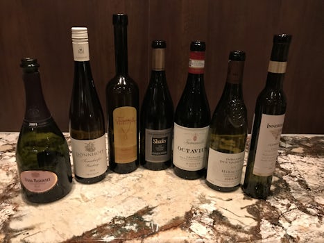 Wines served during a La Reserve wine dinner.