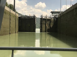 Exiting one of the locks near Passau (view from the spa relaxation area)
