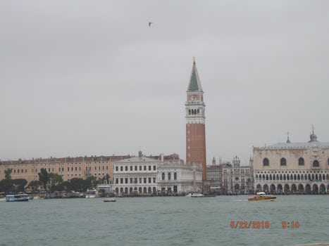 Looking across the lagoon at St. Mark's Square in Venice.