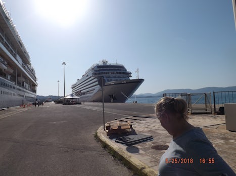 Returning to the Viking Star after a day on Korfu, Greece.